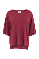 OVERSIZE YOGA T-SHIRT SOLID COLOR - RED - CHERRY RED | DEHA