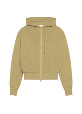 RHINESTONE ZIP-UP HOODIE - BROWN - NUT BROWN | DEHA