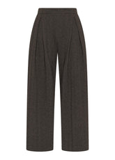 PANTALONE AMPIO IN JACQUARD SPINA DI PESCE MARRONE | DEHA
