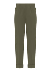 STRAIGHT TROUSERS WITH BROWN TURN-UP - KAKI BROWN | DEHA