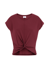 T-SHIRT MIT KNOTEN AUS VISKOSE - ROT - CORDOVAN RED | DEHA
