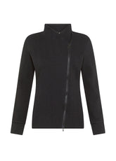 GIACCA BIKER IN JACQUARD SPINA DI PESCE NERO - BLACK | DEHA