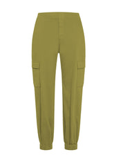 PANTALONI CARGO IN GABARDINA VERDE - MUSTARD GREEN | DEHA