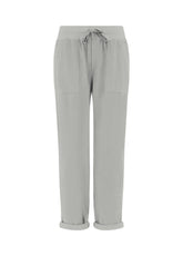PANTALONI IN VELLUTO CON VITA IN FELPINA STRETCH GRIGIO - ICE GREY | DEHA