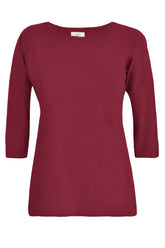 RED 3/4-SLEEVE T-SHIRT IN SLUB JERSEY - CHERRY RED | DEHA