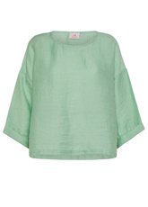 SHINY LINEN BLUSE - GREEN - WATER GREEN | DEHA