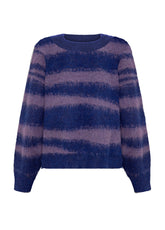 MAGLIONE GIROCOLLO CON DISEGNO JACQUARD IN MISTO LANA VIOLA - STRIPED PURPLE | DEHA