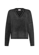 BLACK V-NECK LONG SLEEVE T-SHIRT - T-shirts - Outlet | DEHA