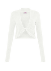 TOP INCROCIATO SLIM FIT IN MAGLIA BIANCO - MILK WHITE | DEHA