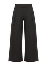 TEXTURE PLEATED CROP PANTS - BLACK - BLACK | DEHA