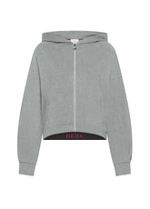 FELPA PUNTO MILANO CON ZIP E CAPPUCCIO GRIGIO - GREY MELANGE | DEHA