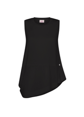 MUSLIN TRIMS ASYMMETRICAL TOP - BLACK - BLACK | DEHA