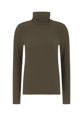 CASHMERE BLEND HIGH NECK T-SHIRT - BROWN - Archive Sale | DEHA