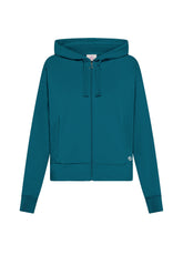 SWEATJACKE AUS STRETCH-BAUMWOLLE MIT KAPUZE - GRUEN - TEAL GREEN | DEHA