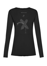 T-SHIRT CON GRAFICA MANICA LUNGA NERO - BLACK | DEHA