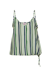 STRIPED CREPE THIN STRAPS TOP - GREEN - GREEN & BLUE | DEHA