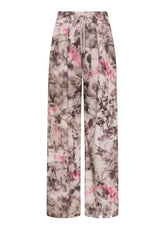 PANTALONE IN FELPA LEGGERA STAMPATA FLOREALE ROSA - Outlet | DEHA