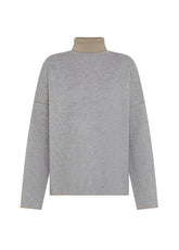 MAGLIA BICOLORE A COLLO ALTO GRIGIO - SILVER GREY | DEHA