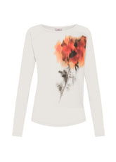 T-SHIRT MANICHE LUNGHE IN MODAL CON STAMPA BIANCO - Archive Sale | DEHA