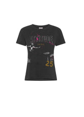 PRINTED COTTON JERSEY SHORT-SLEEVE T-SHIRT - BLACK - T-shirts - Outlet | DEHA