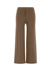 PANTALONE GAMBA LARGA IN MAGLIA MARRONE - BISCUIT BROWN | DEHA