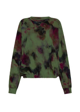 FELPA CON STAMPA FLOREALE VERDE - CAMO GREEN | DEHA