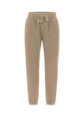 PANTALONI IN VELLUTO CON COULISSE IN VITA MARRONE - CAMEL BROWN | DEHA
