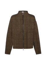 FELPA JACQUARD A QUADRI CON ZIP MARRONE - Archive Sale | DEHA