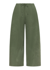 PANTALONE CCROPPED IN LINO EFFETTO SFUMATO VERDE - BOTTLE GREEN | DEHA
