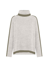 MAGLIONE BICOLORE A COLLO ALTO IN MISTO LANA BIANCO - SALT WHITE | DEHA