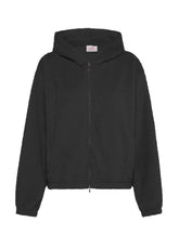 FELPA SOFFICE CON ZIP E CAPPUCCIO NERO - Archive Sale | DEHA