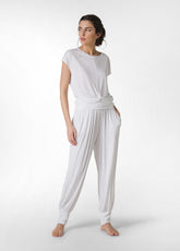 T-SHIRT MIT KNOTEN AUS VISKOSE - WEISS - WHITE | DEHA