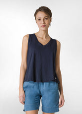 CANOTTA SVASATA IN JERSEY FIAMMATO BLU - BLUE NIGHT | DEHA