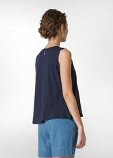 CANOTTA SVASATA IN JERSEY FIAMMATO BLU - BLUE NIGHT | DEHA