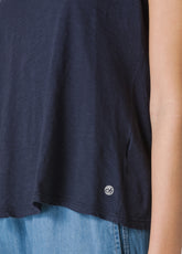 CANOTTA SVASATA IN JERSEY FIAMMATO BLU - BLUE NIGHT | DEHA