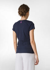 Blue Flammé T-Shirt with wide V-Neck - BLUE NIGHT | DEHA