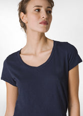 Blue Flammé T-Shirt with wide V-Neck - BLUE NIGHT | DEHA